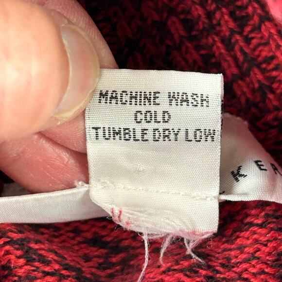 Bryn Walker Red Turtle Neck Oversized Cotton S Sweater Classic Heritage Cabin - Picture 9 of 9